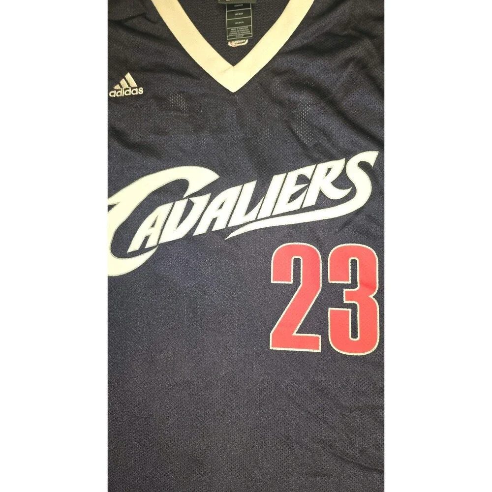 Adidas Lebron James Cavaliers Navy and White NBA Basketball Jersey Mens S #23